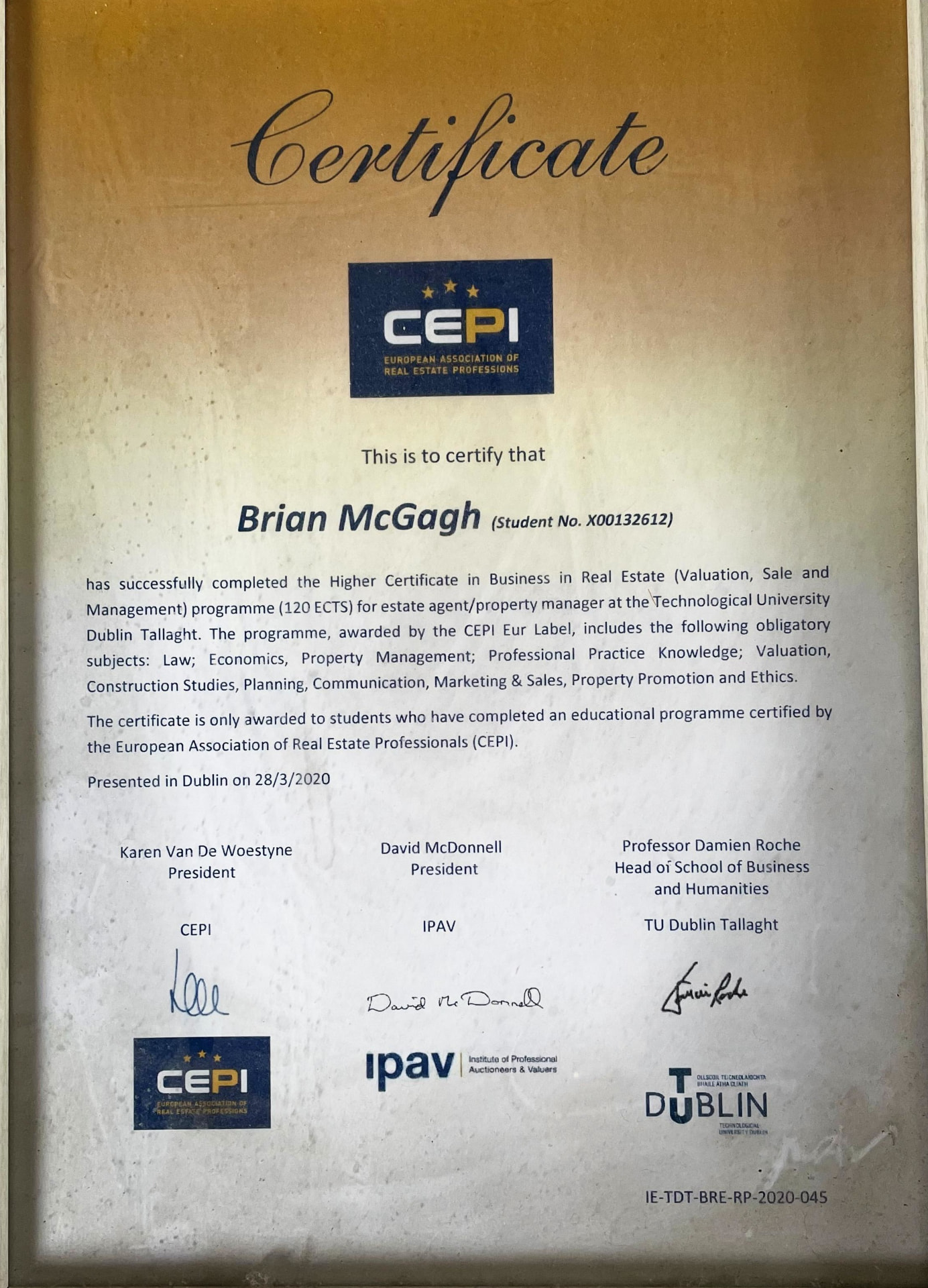 CEPI Higher Certificate